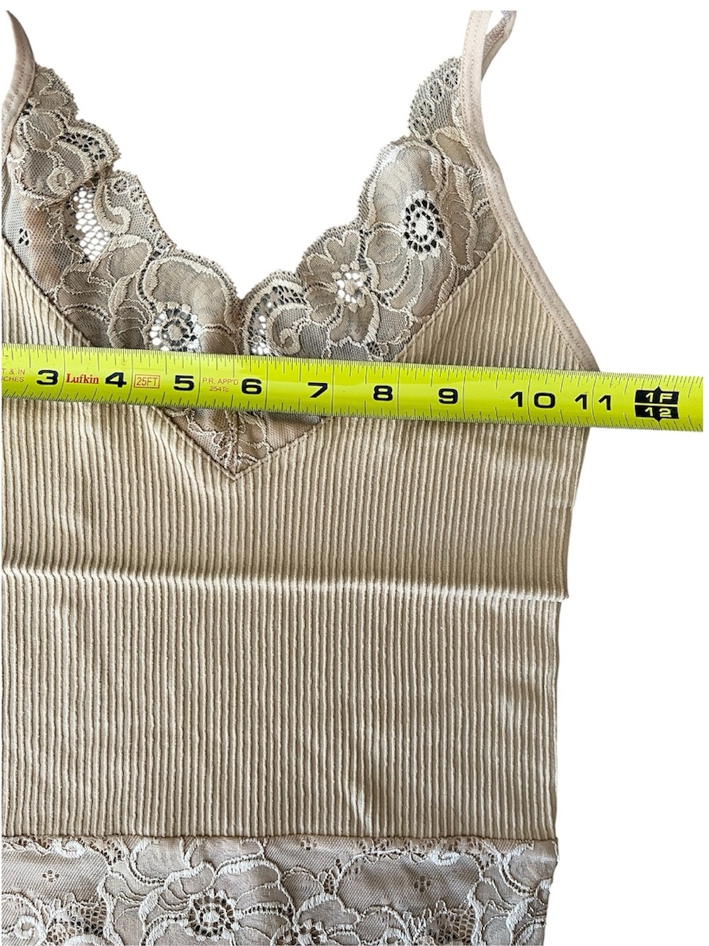 Lace Trim Ribbed Camisole **TAN** Size Small New Soft Feminine Layering Staple - Picture 6 of 11